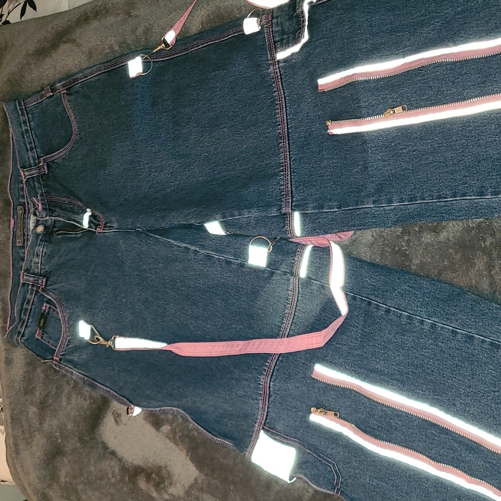 RARE EARLY 2000s MACGIRL RAVER/BONDAGE STRAP JEANS, SIZE 7, JEANS